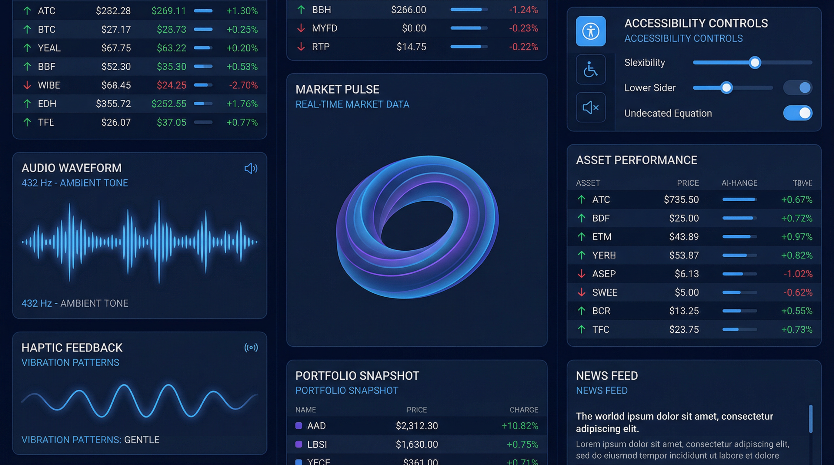 UEAS-compliant trading dashboard with multi-sensory features